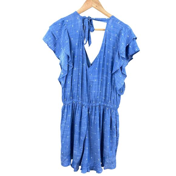 American Eagle Women’s Blue Cinch Waist Romper Size‎ Large - Picture 1 of 10